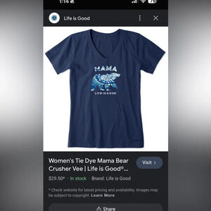 Women's Tie Dye Mama Bear Crusher Tee in blue size small NWT